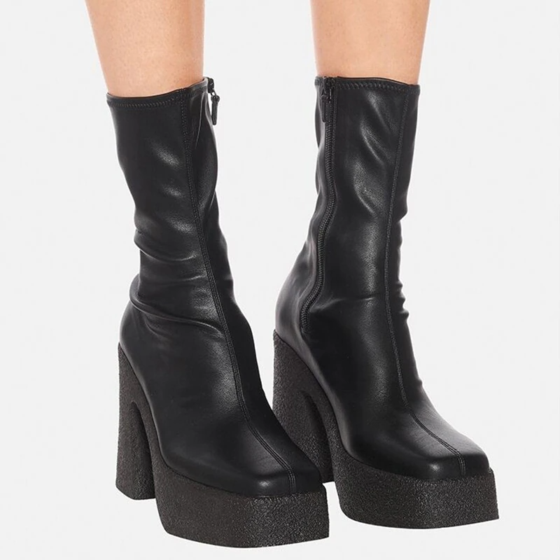 Women's Mia faux leather ankle boots block heel front view