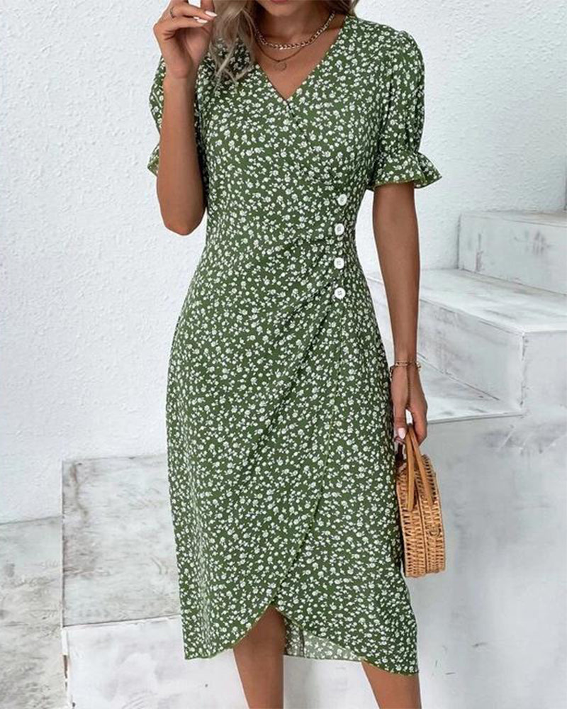 Women's Dress - Fresh Bloom V-Neck Dress