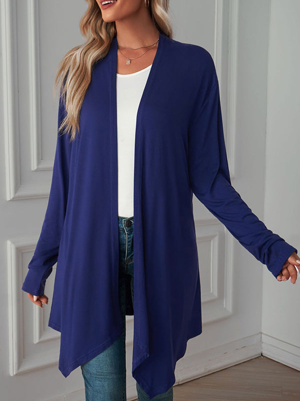 Light waterfall jacket with a draped collar and an open front