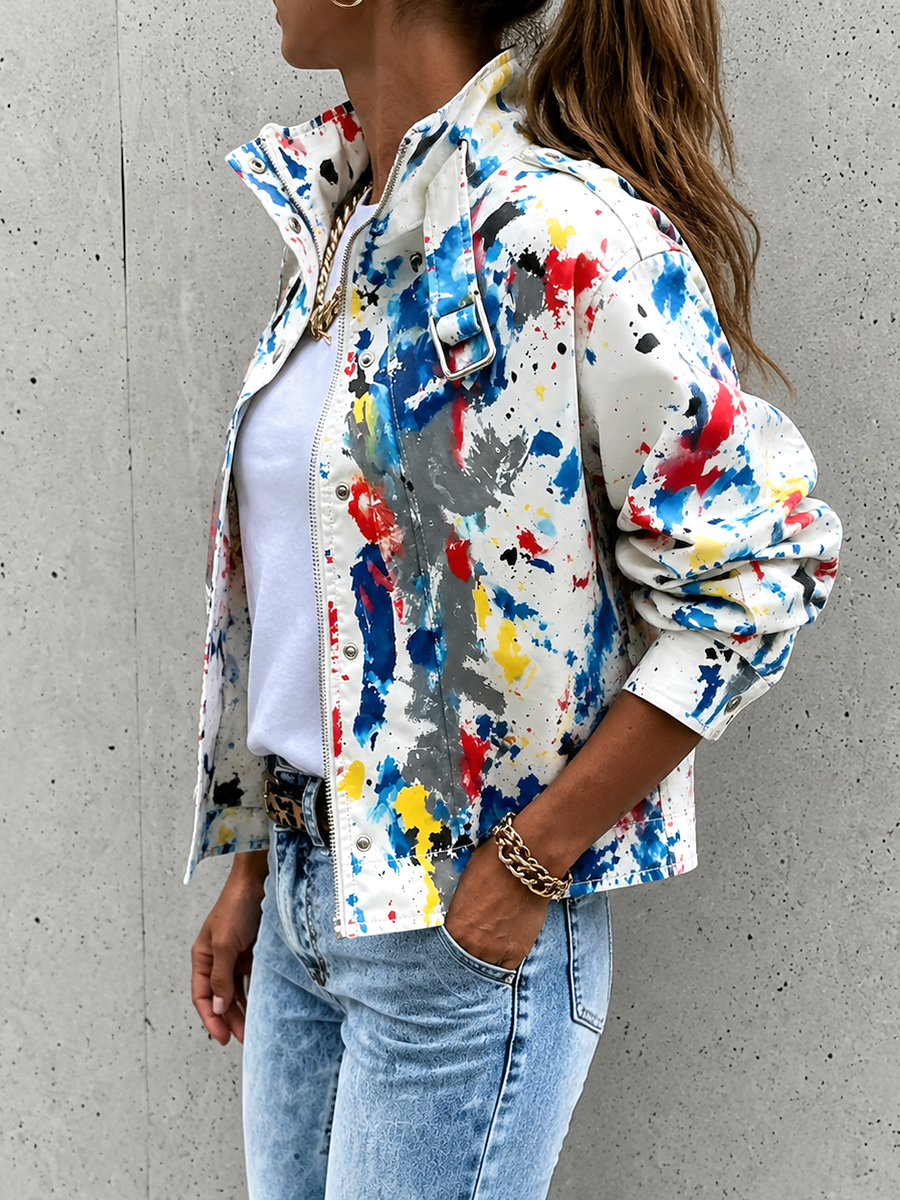 Cropped utility jacket with flap pockets and a drawstring hem