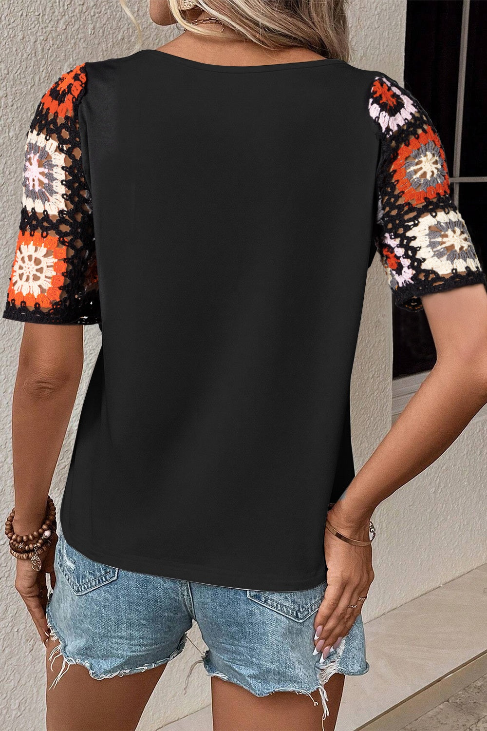 Women's crochet sleeve top - detail
