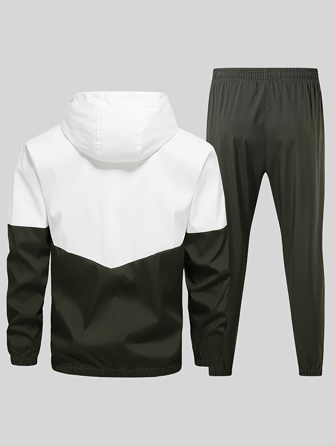 Men's Waterproof Two-Tone Tracksuit - Hooded Sport Set with Zip — front view