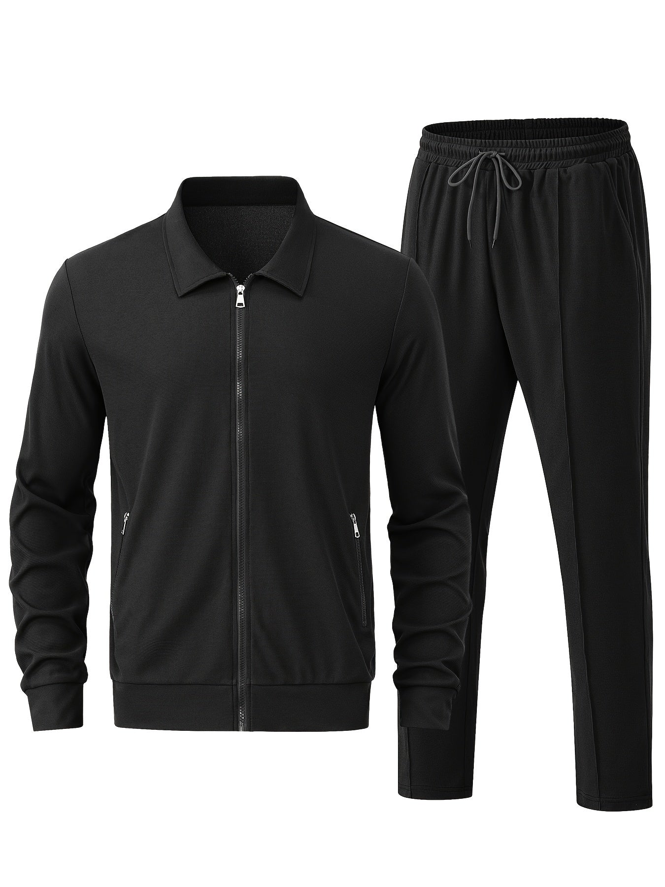Men's Formal Stretch Tracksuit - Smart Two-Piece Co-Ord Set in Khaki — side view