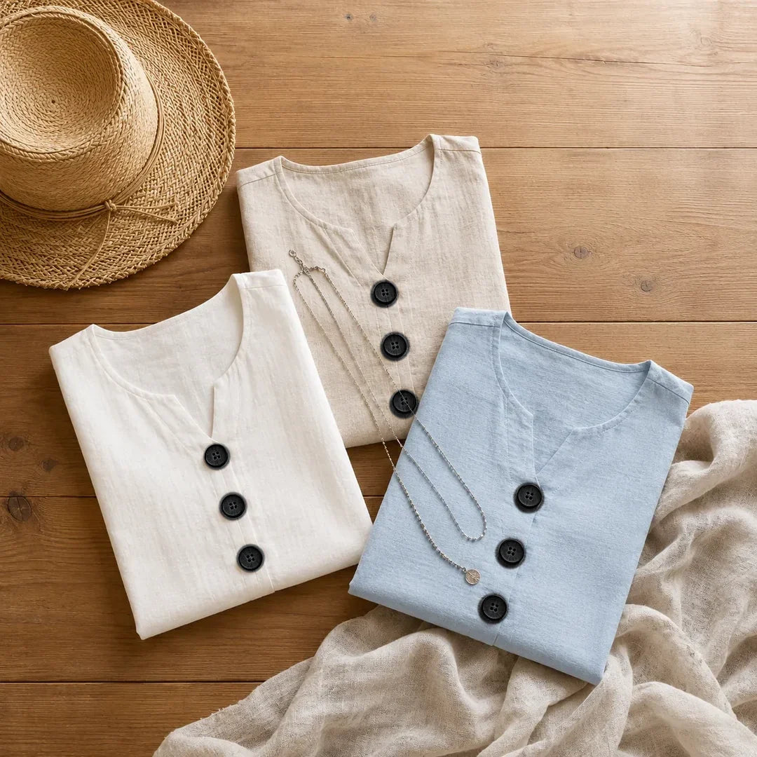 Women's linen-look sleeveless top - detail
