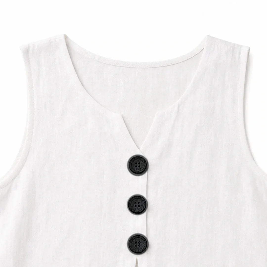 Women's linen-look sleeveless top - detail