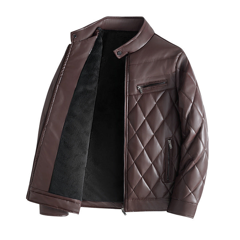 Men's Classic Fleece-Lined Leather Jacket – Saint Dor UK – lifestyle shot