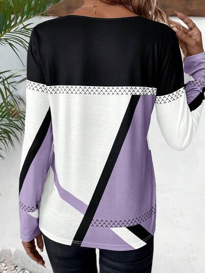 Women's colour block long sleeve top - detail