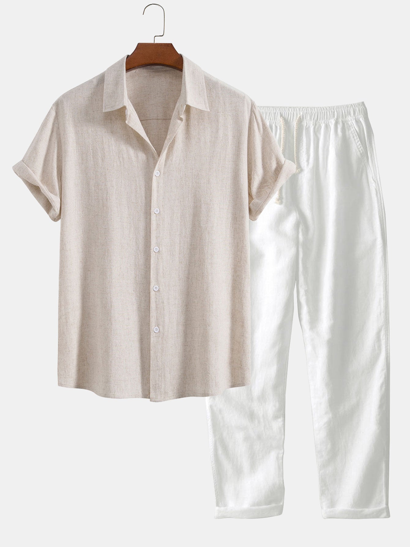 Men's Everyday Co-Ord Set - Relaxed Two-Piece Outfit in Coffee — detail view