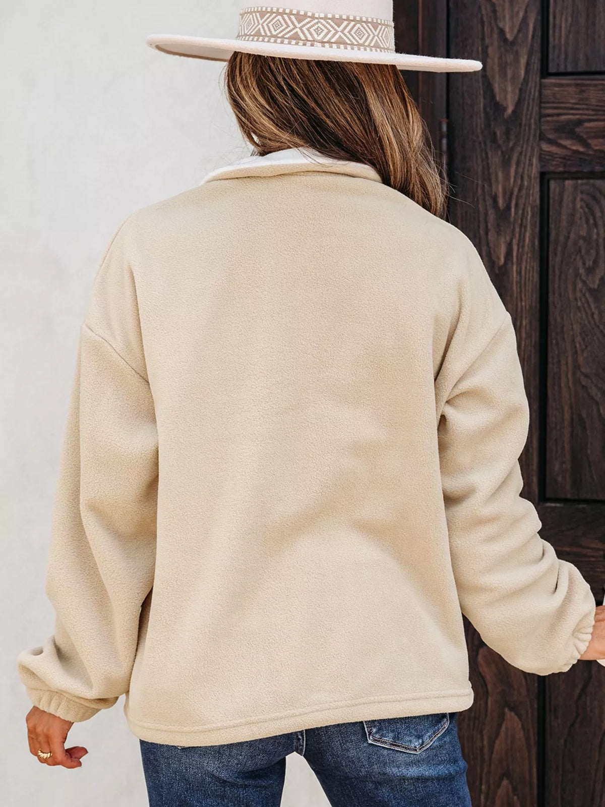Women's fleece half zip jumper - detail