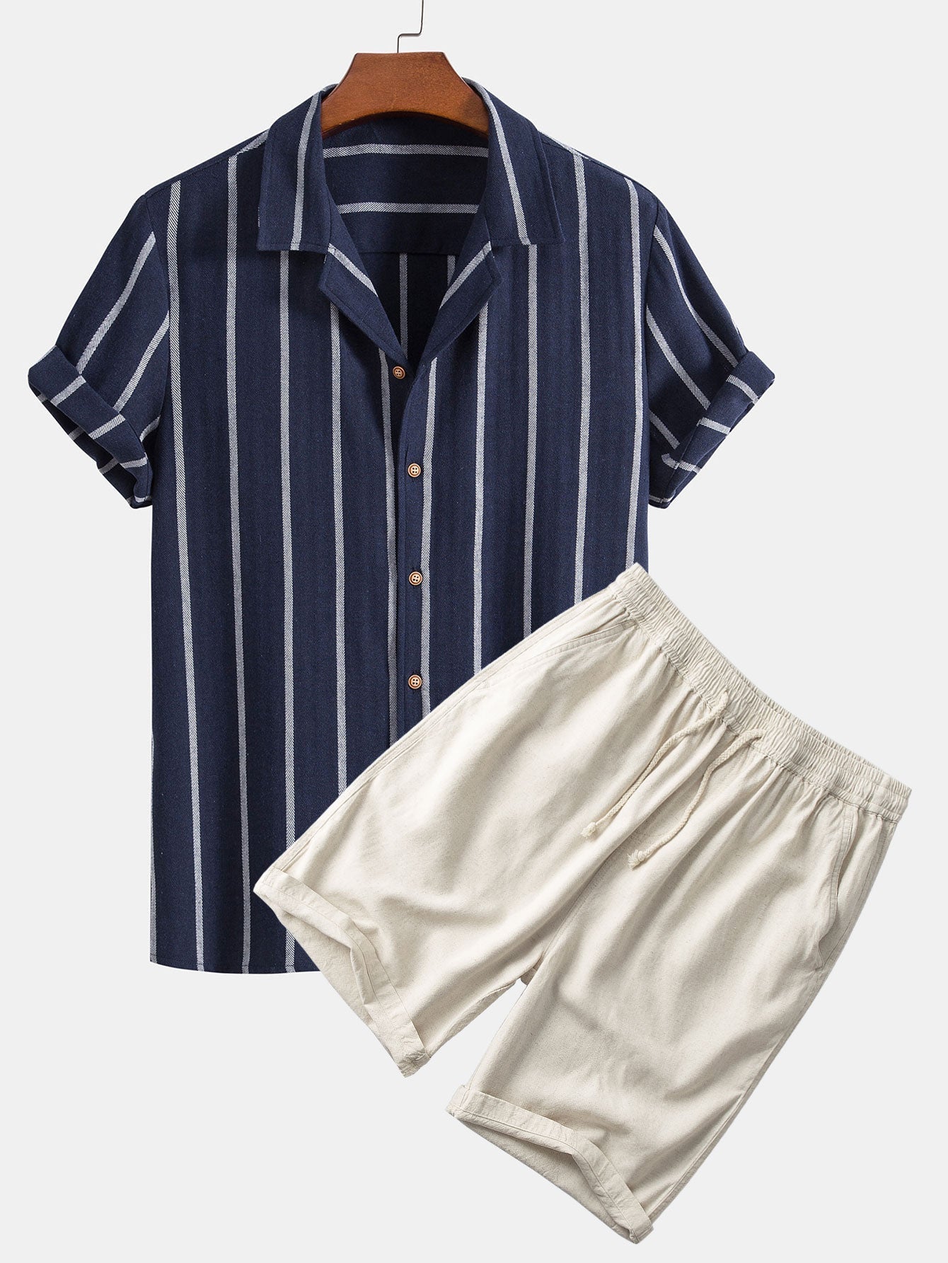 Men's Summer Two-Piece Set - Short-Sleeve Shirt & Shorts — main view