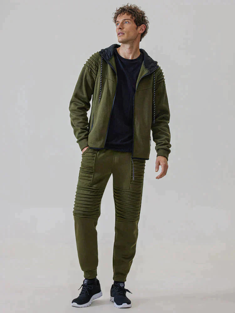 Men's Sports Two-Piece Tracksuit - Fitness & Leisure Co-Ord in Black — back view