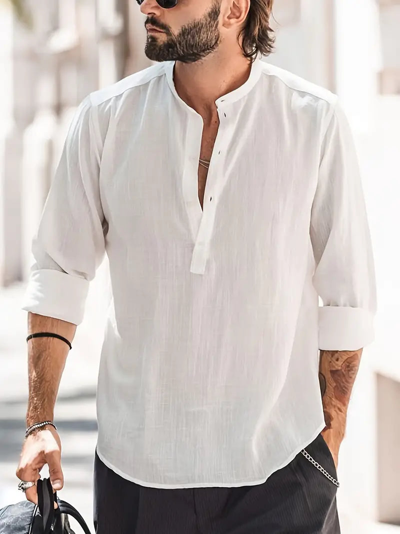 Men's linen shirt in summer colours - SAINT DOR - view 7