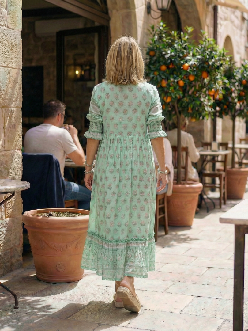 Women's Floral Garden Market Midi Dress – Saint Dor UK – texture detail
