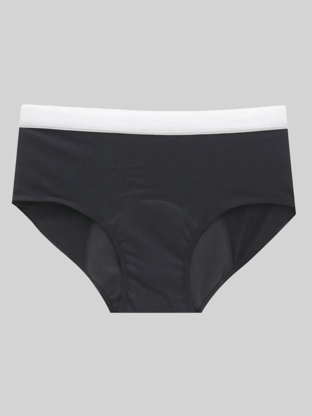 Period pants mid rise brief leak proof reusable black and white