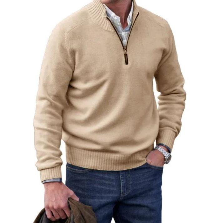 Men's half-zip jumper in Beige