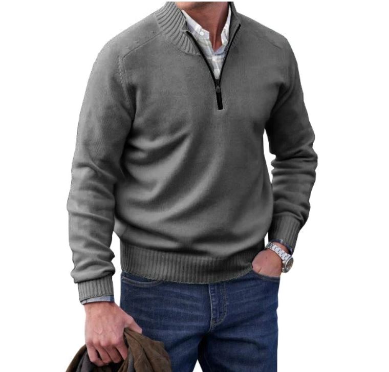 Men's half-zip jumper in Grey