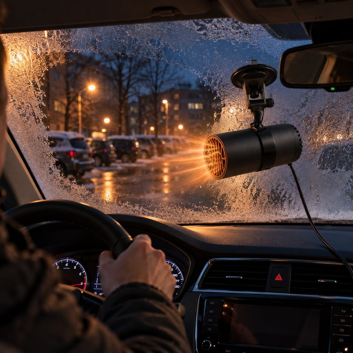 12V car heater with suction mount on the windscreen - view 4