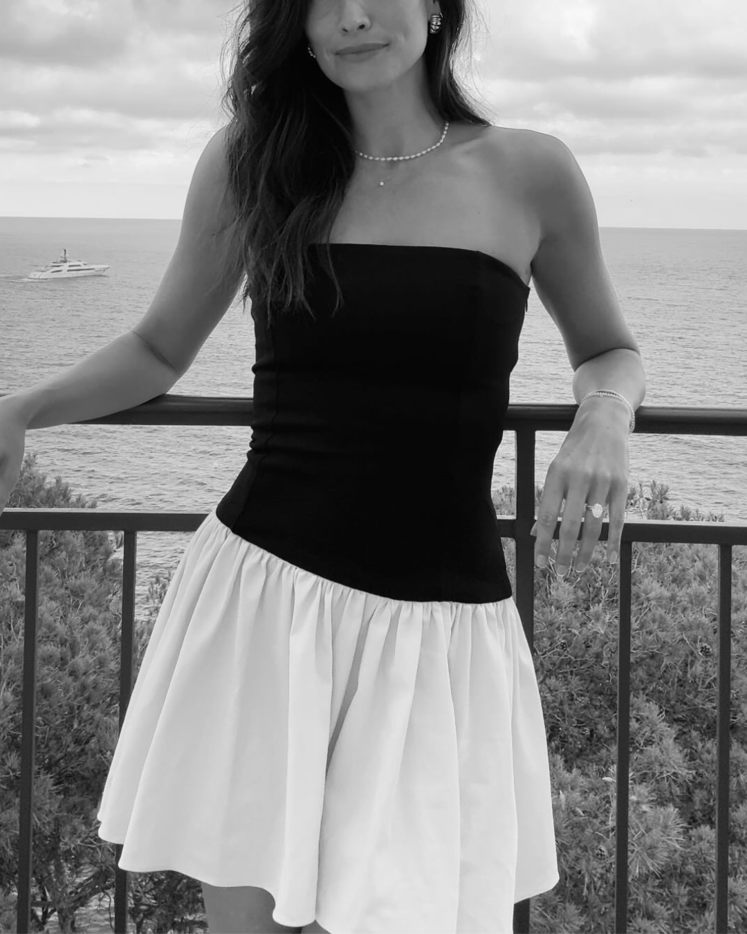 Women's Contrast Skirt Dress – Playful Elegant Feminine – back view