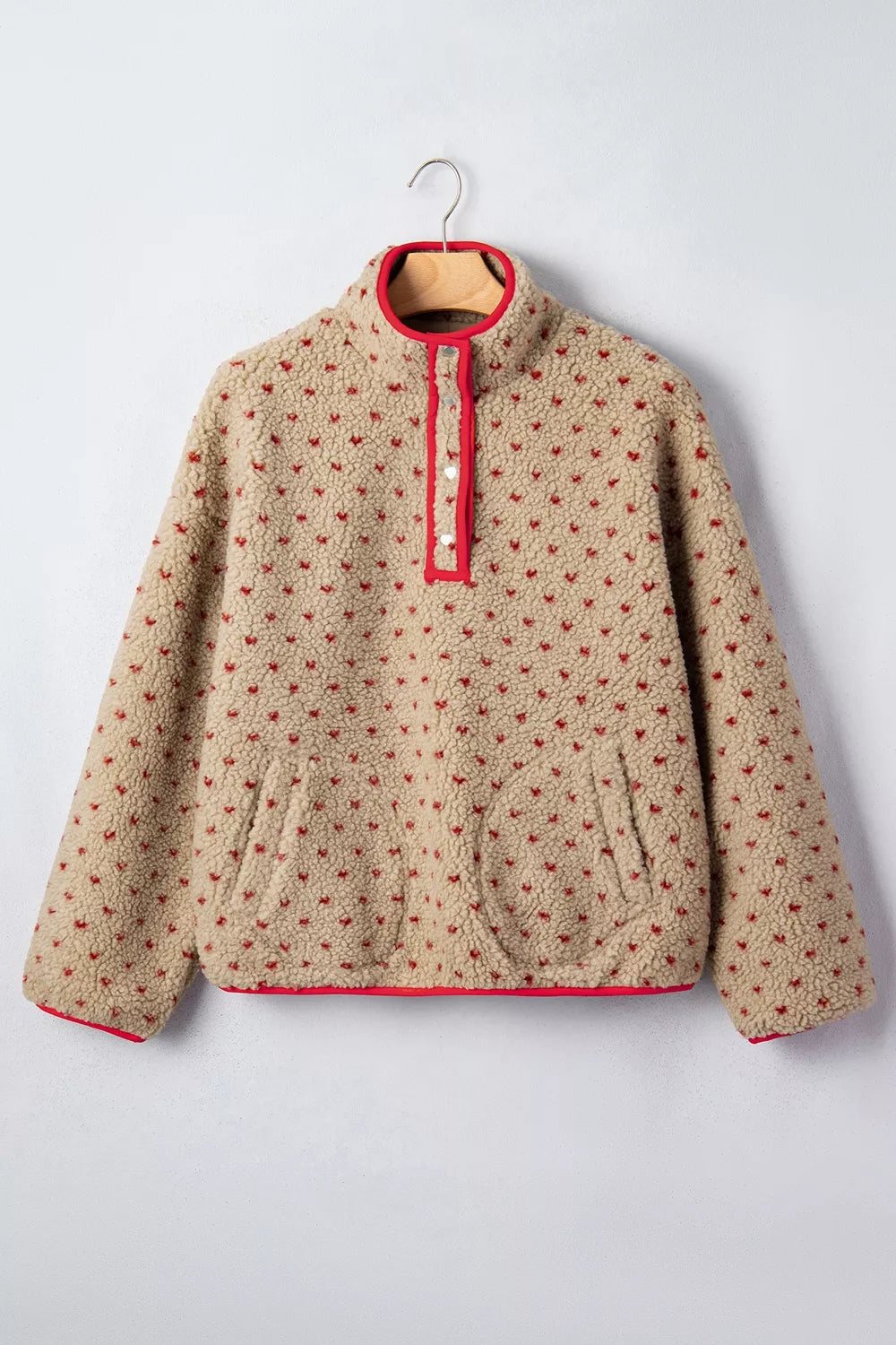 Women's heart print fleece sweatshirt - detail