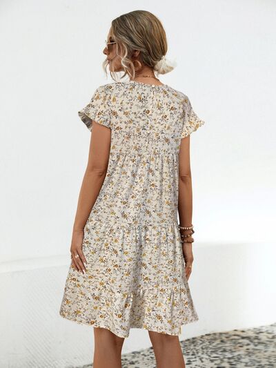 Women's ditsy floral frill dress - detail