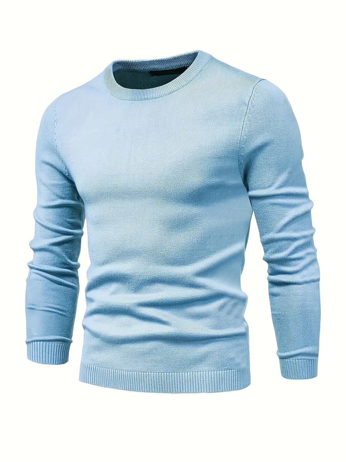 Men's fine knit jumper in Light Blue