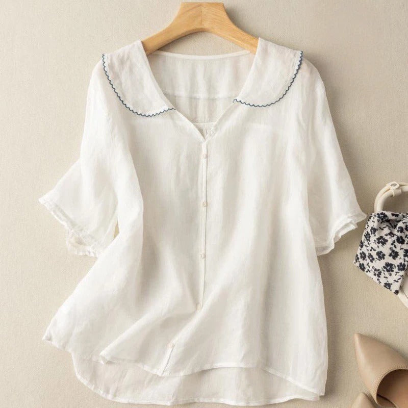 Women's Top - Vintage Blouse with Button Detail in Pink