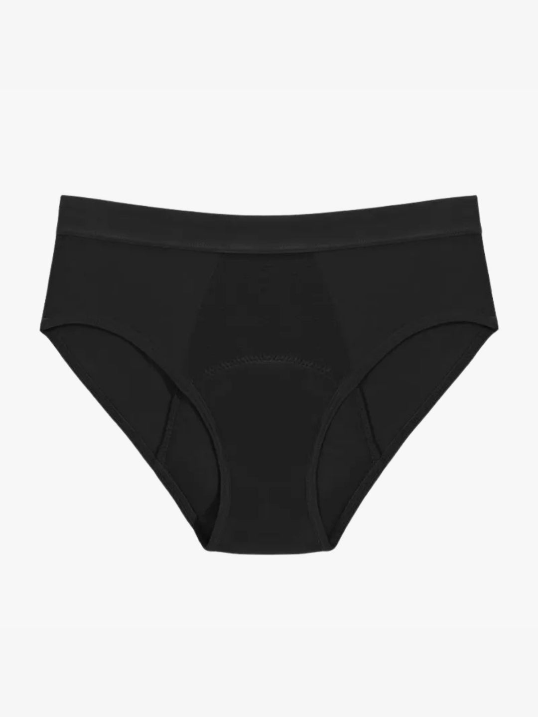 Period pants mid rise brief black reusable washable absorbent leak proof