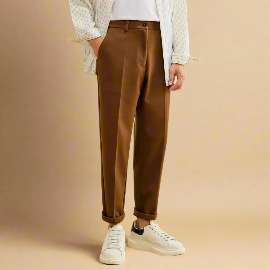 Men's Cropped Ankle Length Trousers - front view | SAINT DOR