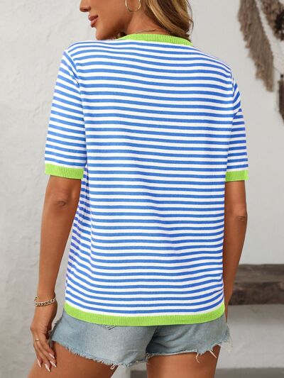 Striped knit top with a round neck and half sleeves – view 13