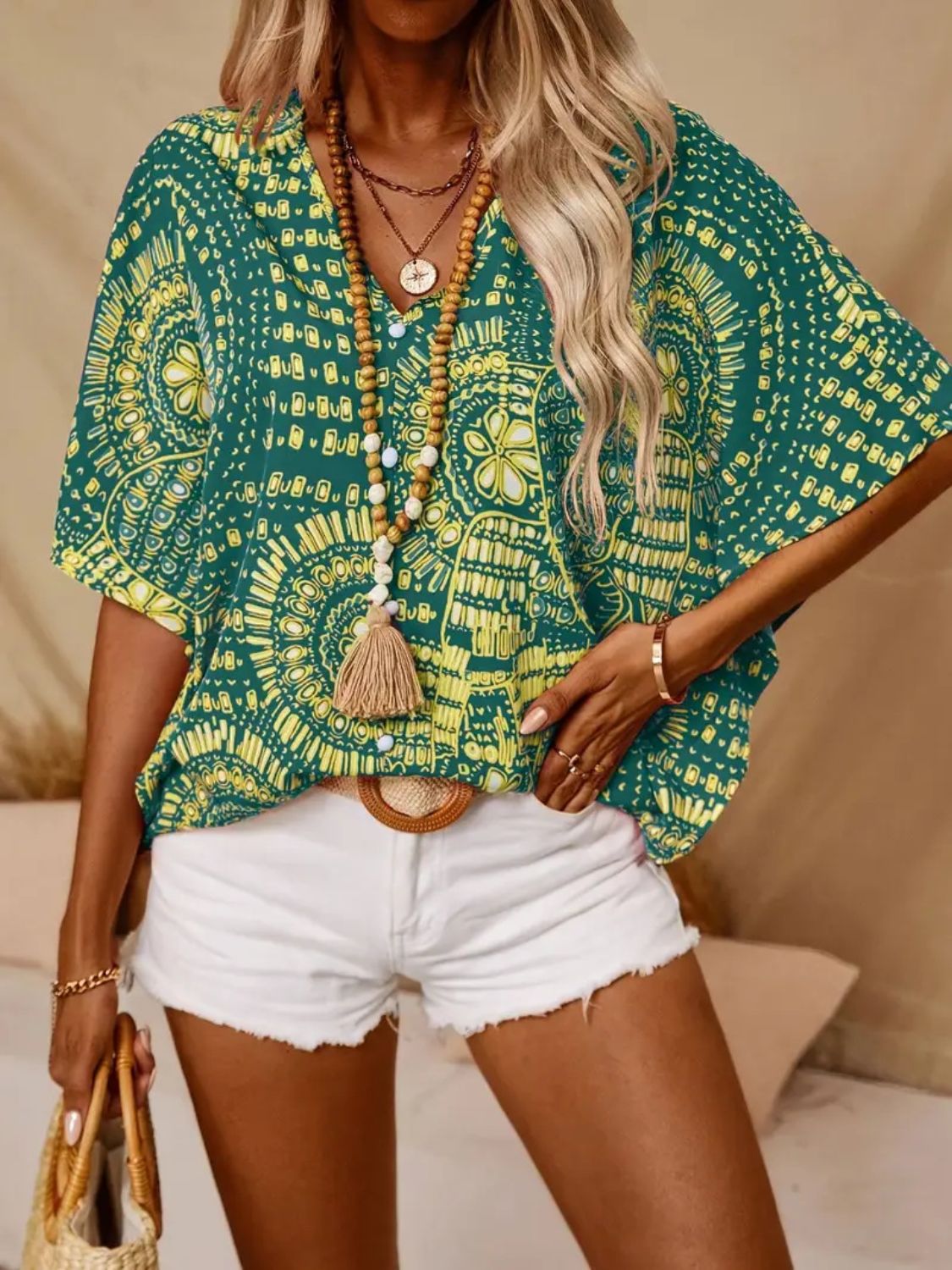 Printed Top in Green