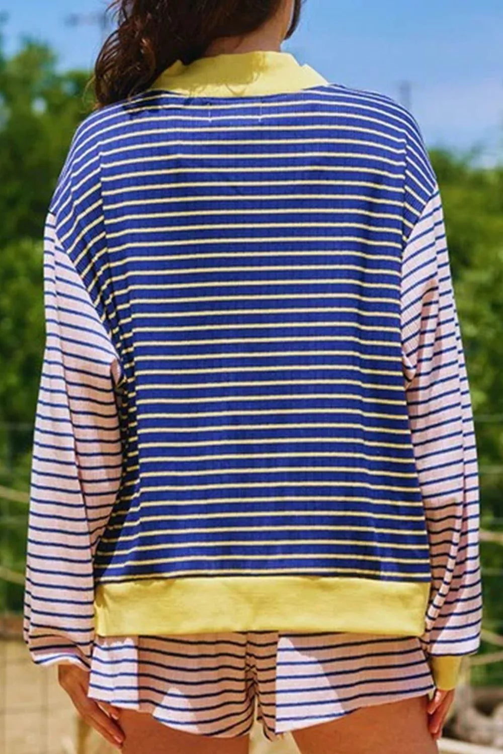 Women's striped jumper and shorts set - detail