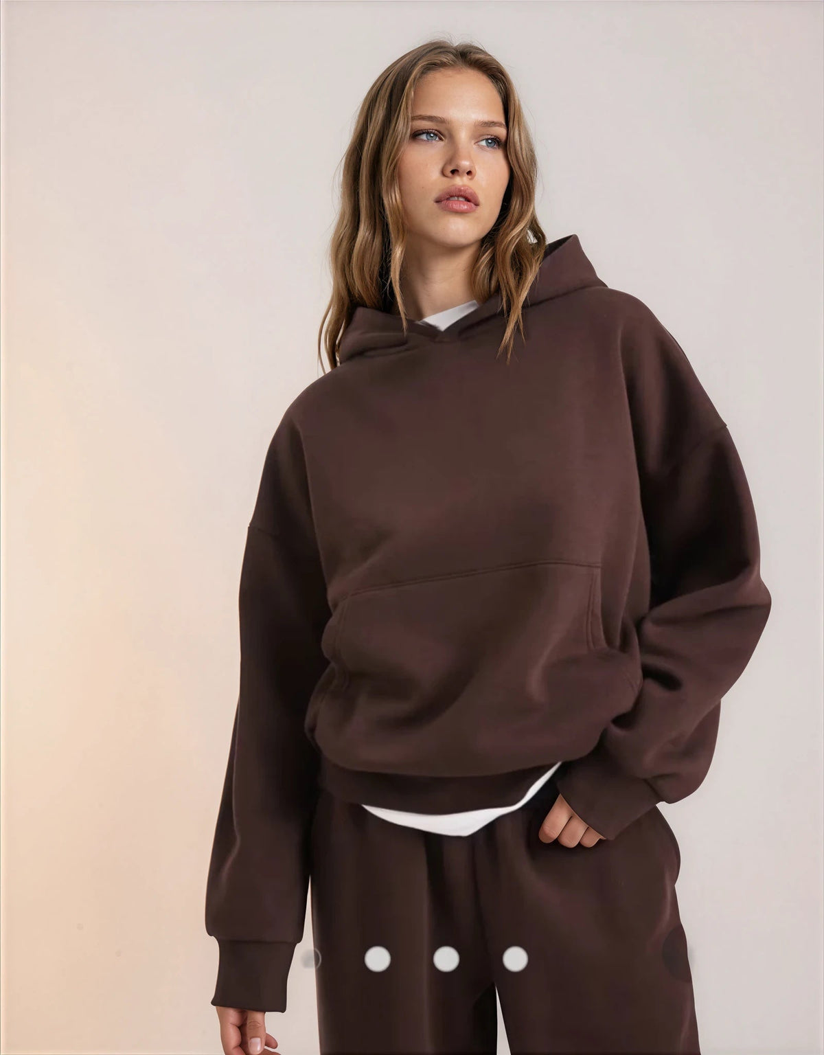 Oversized hoodie and jogger set in chocolate brown cotton