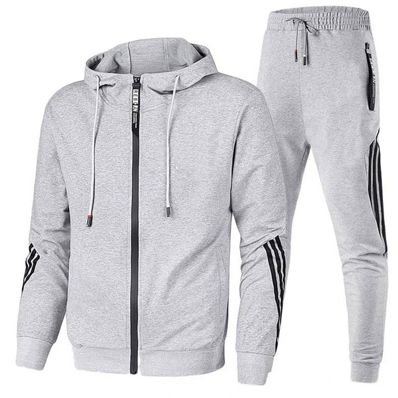 Men's Two-Piece Tracksuit - Soft Cotton-Blend Co-Ord Set in Navy — side view