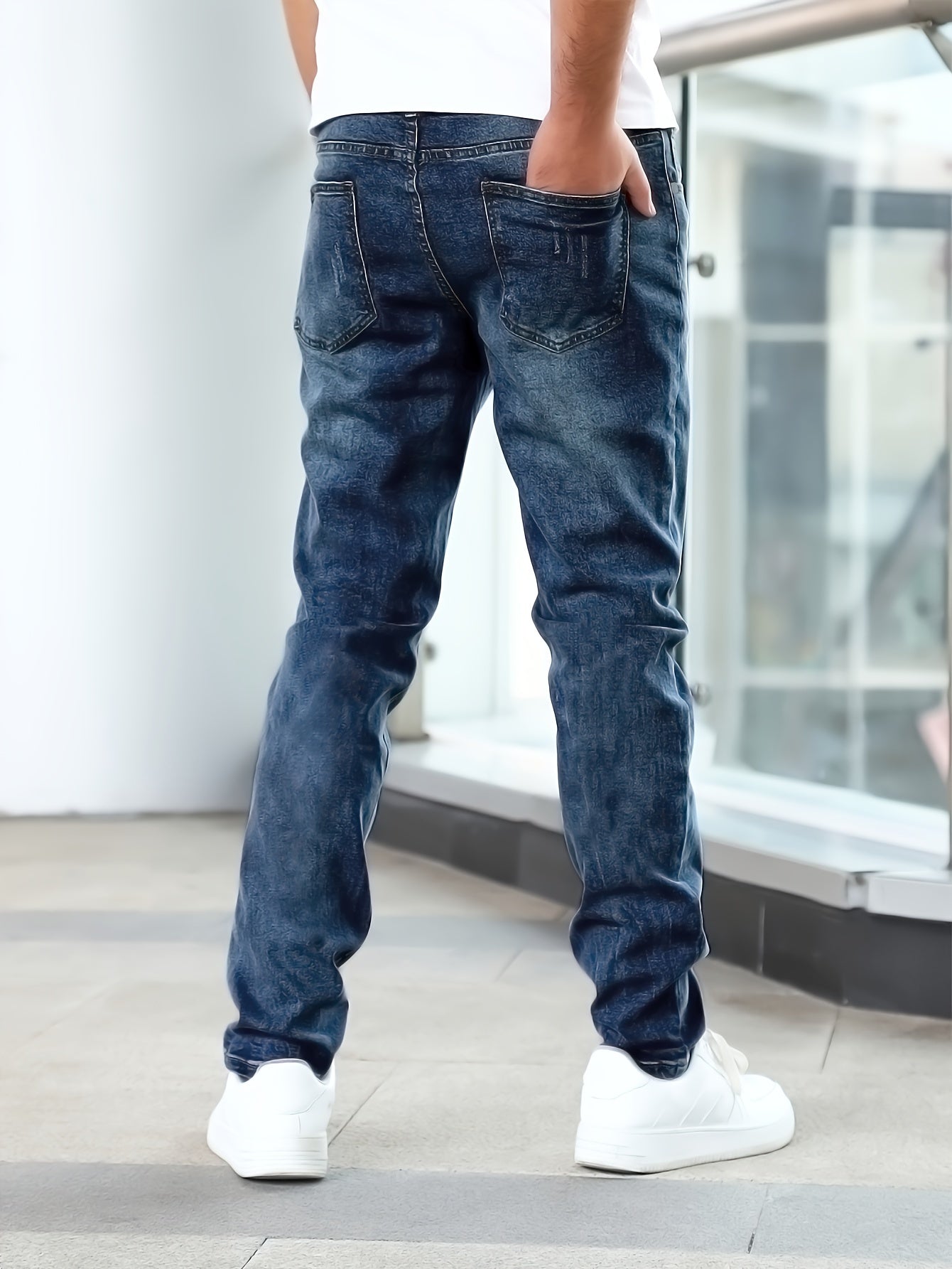 Men's Slim Fit Stretch Jeans - product view | SAINT DOR