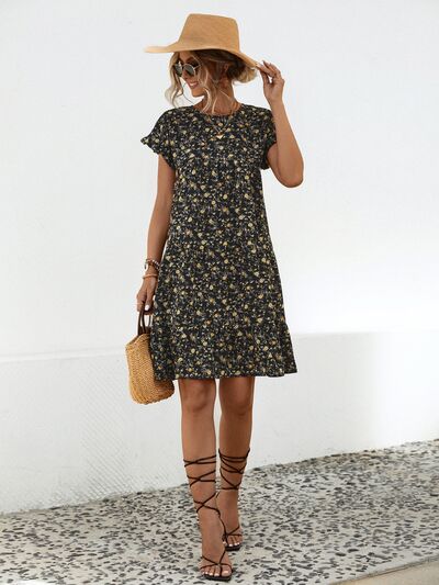 Women's ditsy floral frill dress - detail