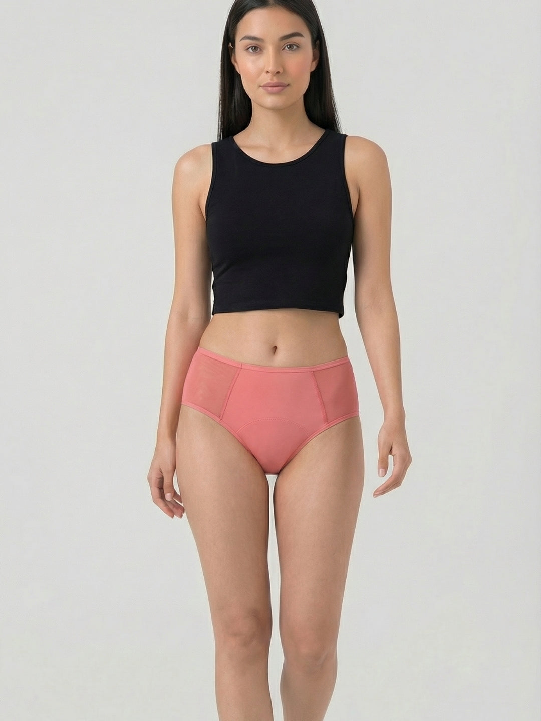 Period pants high-waisted brief knickers pink reusable washable absorbent leak-proof