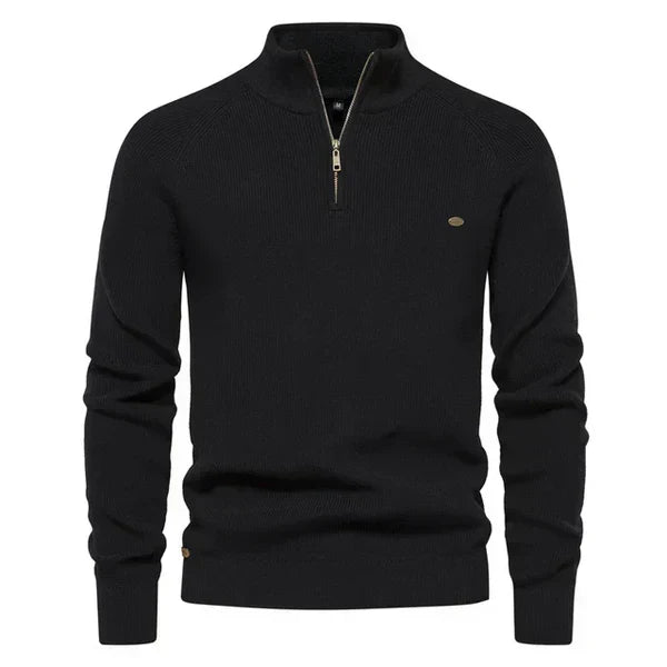 Men's knitted half-zip jumper in Black