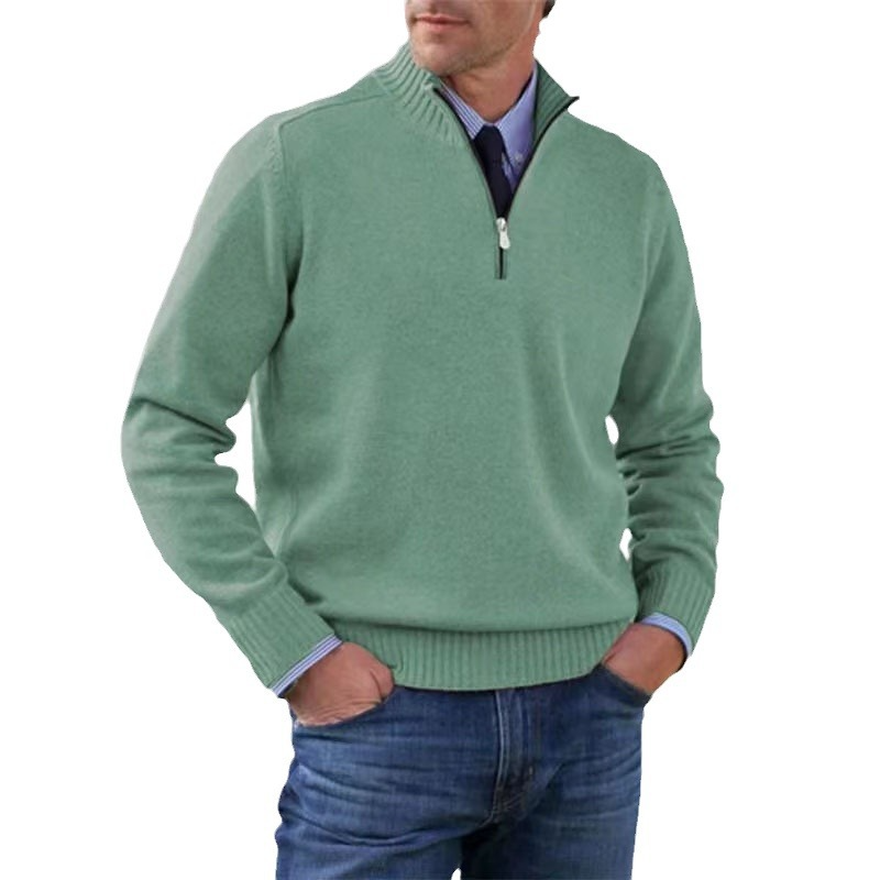 Men's half-zip knitted jumper in Mint
