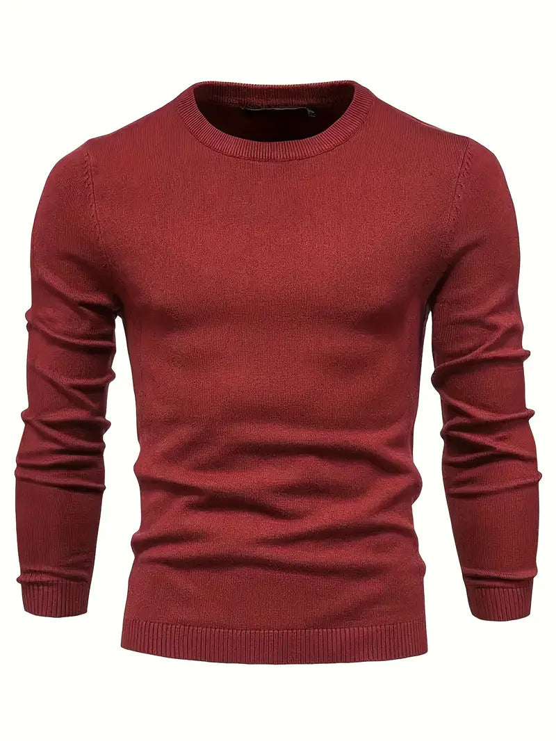 Men's fine knit jumper in Burgundy