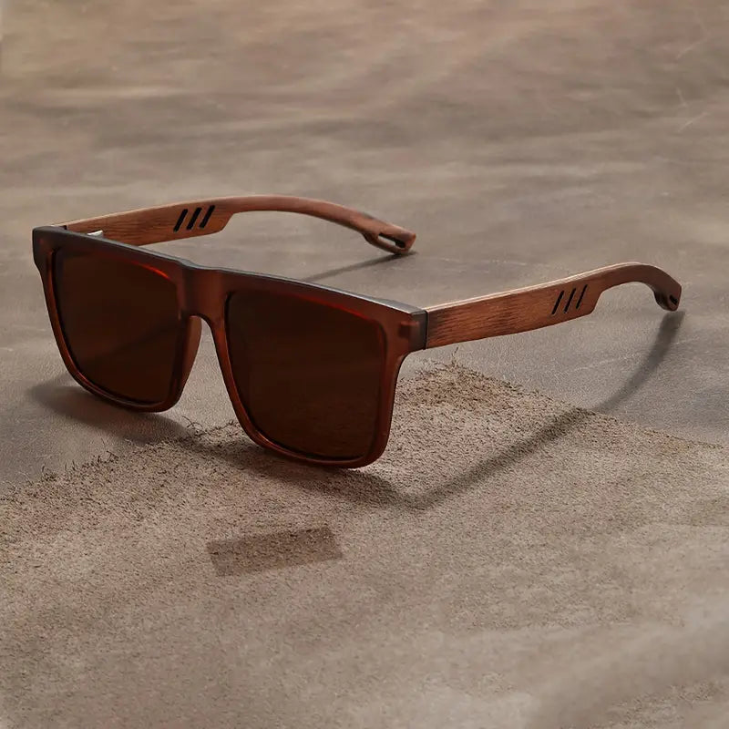 Unisex Woody Oak Wood Sunglasses – UV400 Natural Style – side view