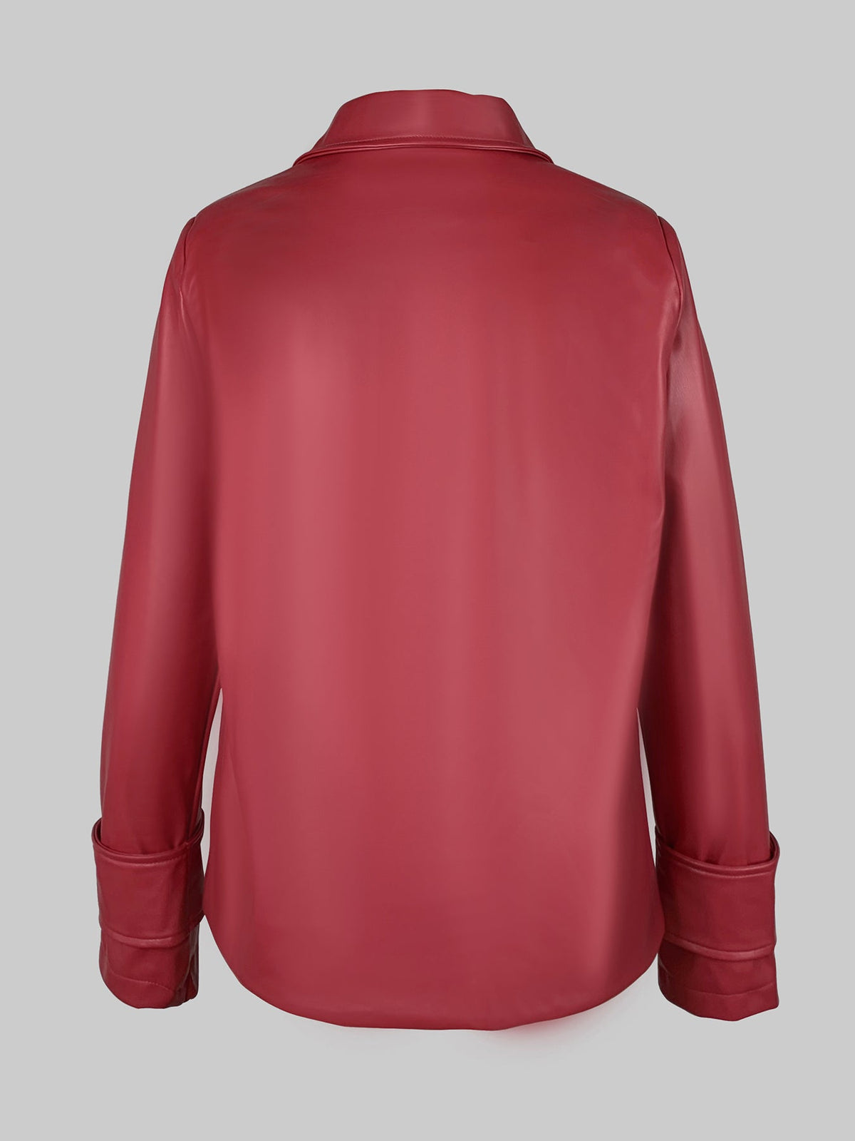 Faux leather jacket with an oversized lapel collar