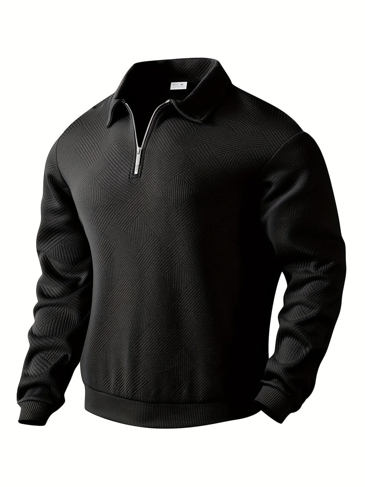 Men's zip-neck sweatshirt, ribbed cuff detail