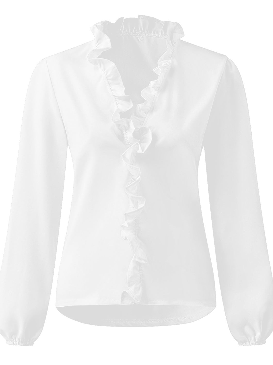 Women's ruffled V-neck blouse - detail