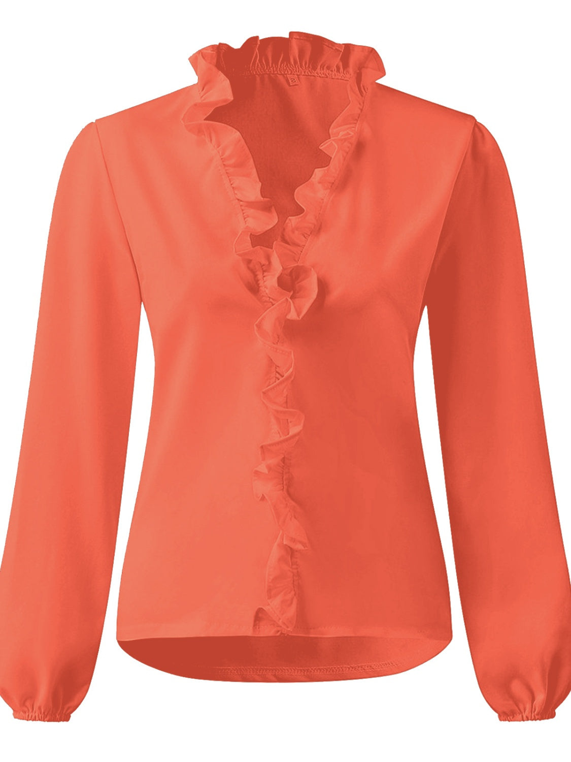 Women's ruffled V-neck blouse - detail