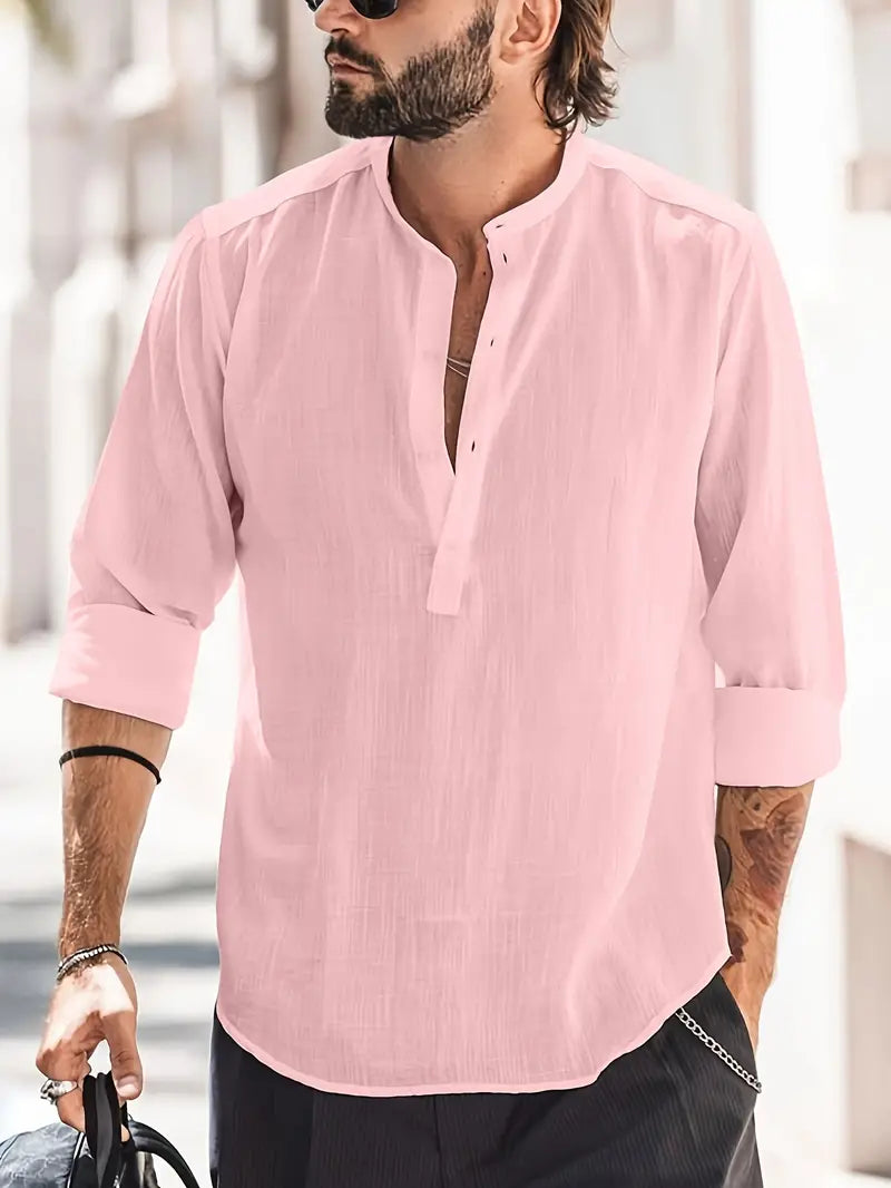 Men's linen shirt in summer colours - SAINT DOR - view 3