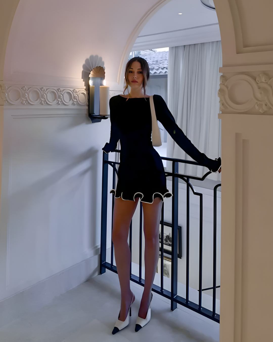 Women's Ruffle Mini Dress – Tiffany Elegant Versatile – side view