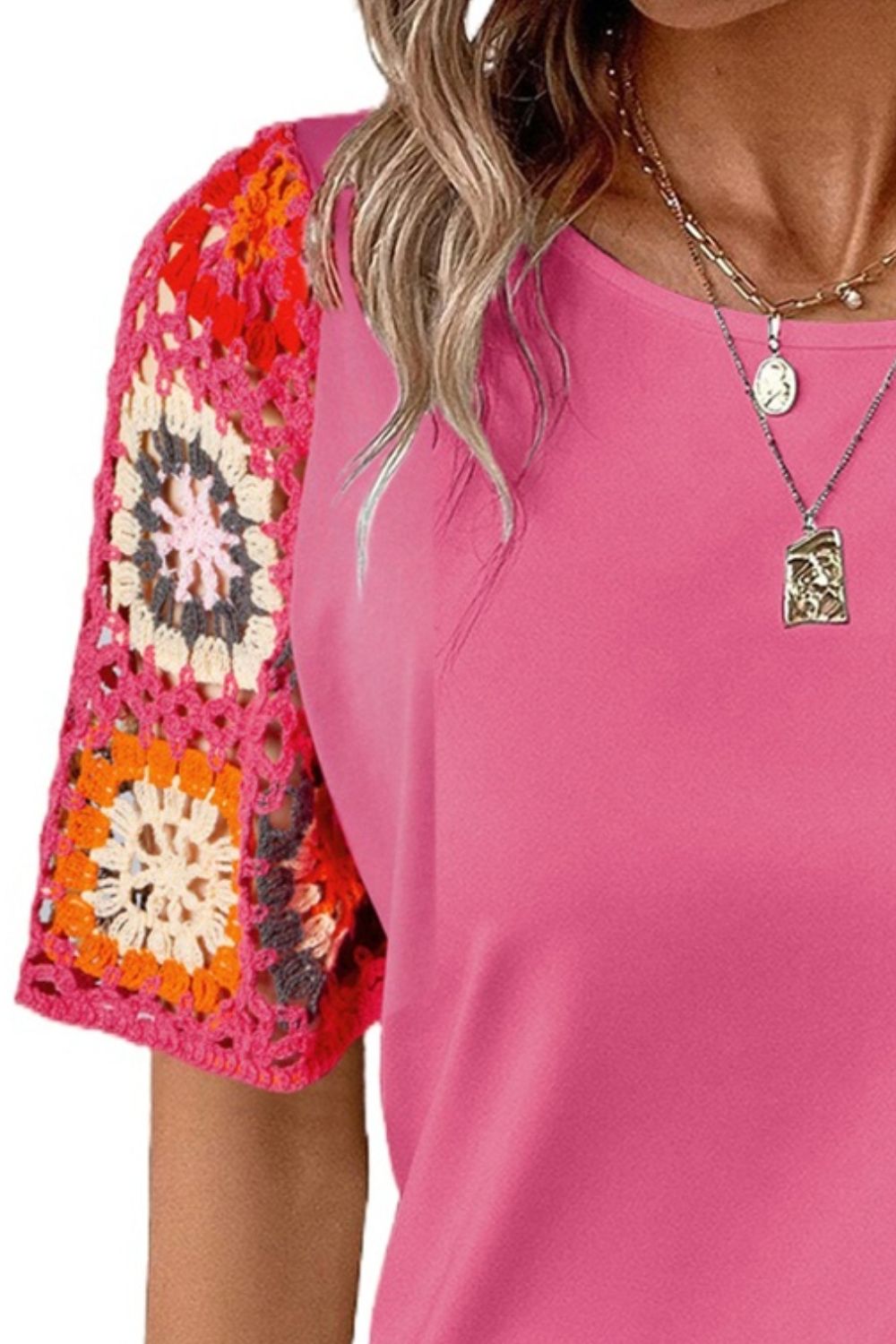 Women's crochet sleeve top - detail