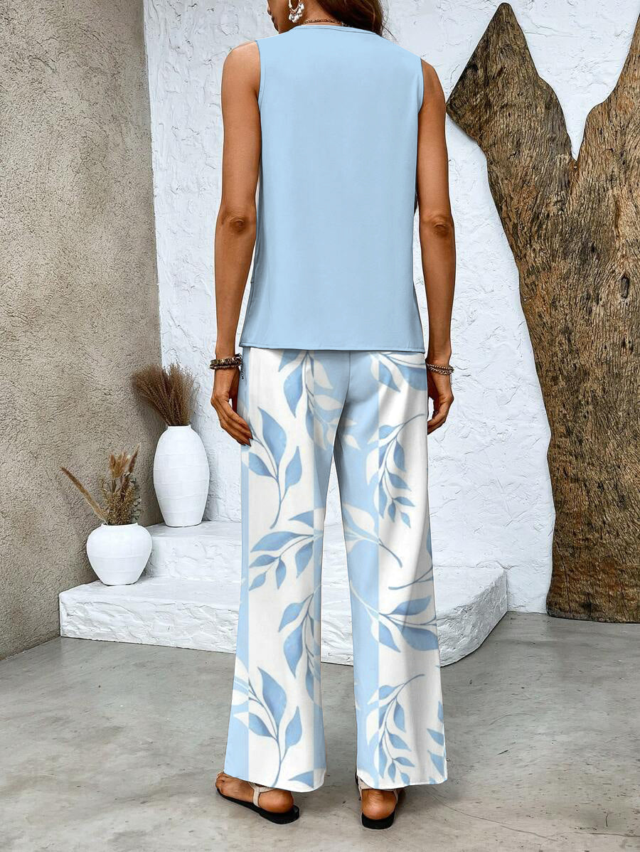 Women's Two-Piece Set - Chic Two-Piece Ensemble in Blue