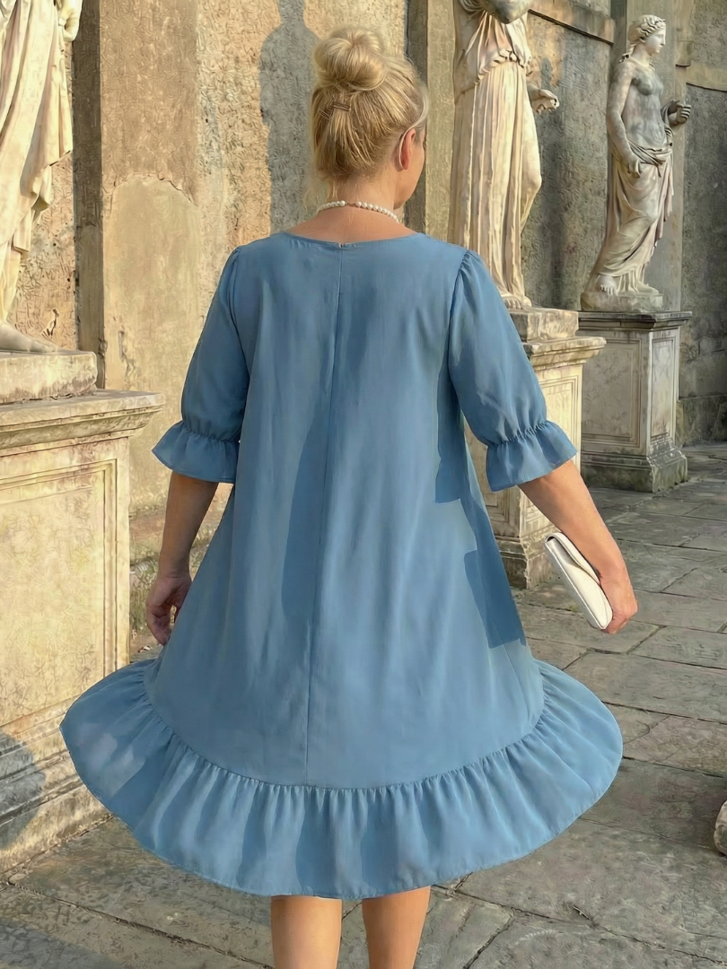Women's Knee-Length Dress with Ruffle Cuff Detail – Saint Dor UK – detail view