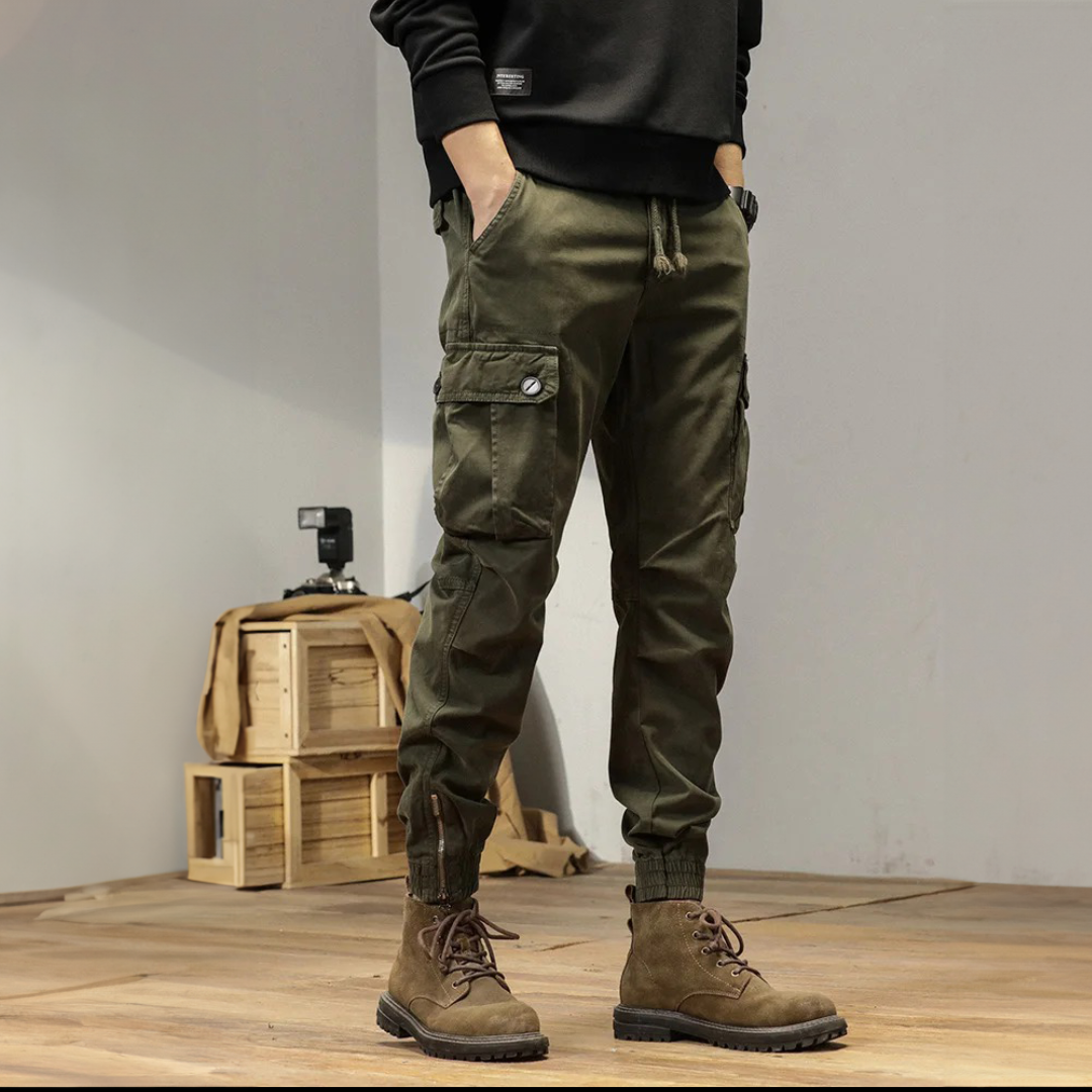 Men's Slim Fit Waterproof Cargo Trousers - back view | SAINT DOR